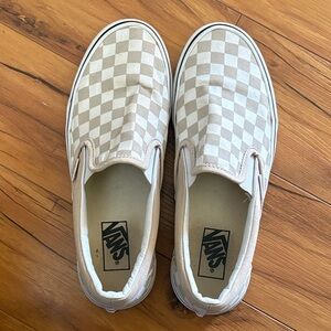 Vans Slip-On Checkerboard Sneakers - Beige & White